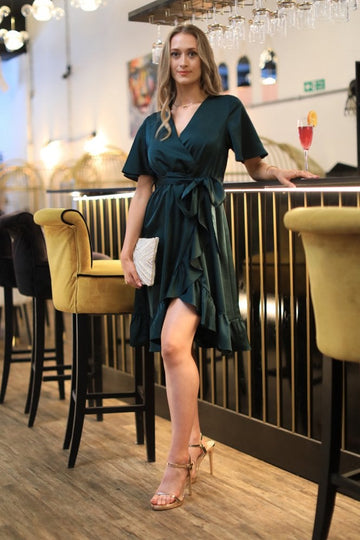 Frill Wrap Dress With Tea Sleeve Double Second